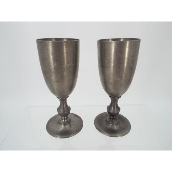 Vintage Pair of Metalars 4.5" Pewter Chalice Goblets Made in Italy - Picture 1 of 8